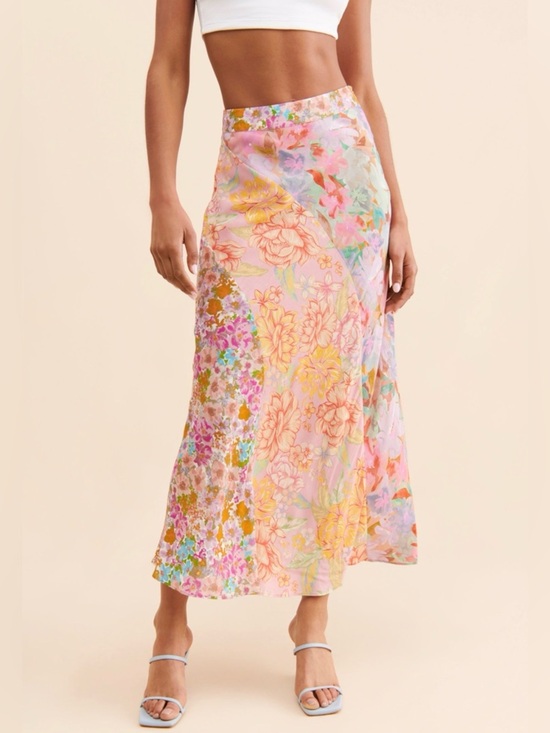 Anthropologie Dresses & Skirts - Kachel by Anthropologie Mixed Print Slip Skirt Floral Patchwork Spring Size 6